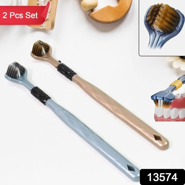 141.jpg 3 Sided Toothbrush, Soft Bristle Toothbrush (2 Pc Set)