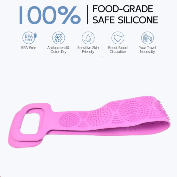 Silicone Body Back Scrubber Double Side Bathing Brush for Skin Deep Cleaning
