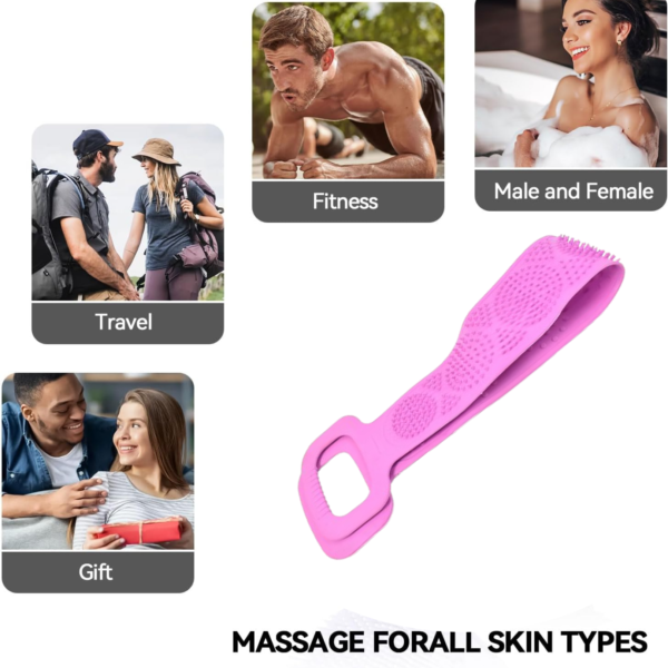 Silicone Body Back Scrubber Double Side Bathing Brush for Skin Deep Cleaning
