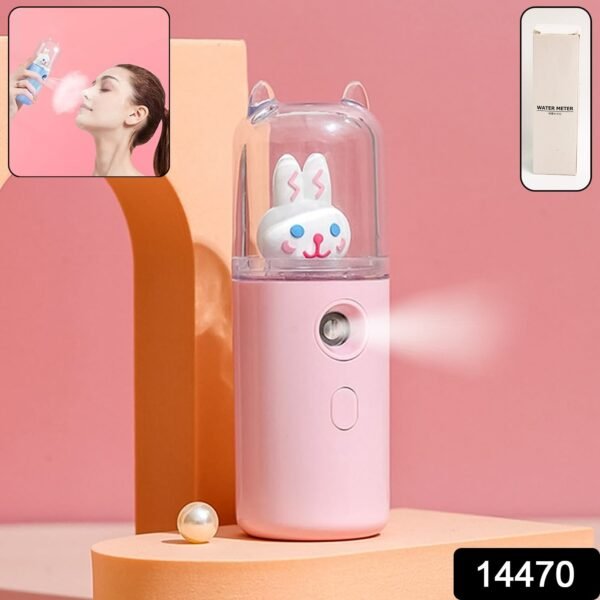 Portable Mini Facial Steamer – USB Rechargeable Nano Mist Sprayer Cute Cartoon Design