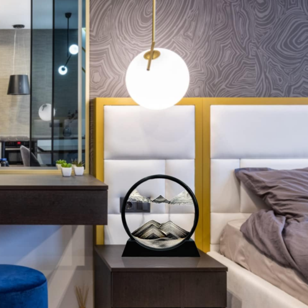 3D Moving Sand Art – Liquid Motion Deep Sea Sandscape with Round Glass Frame (1 Pc)