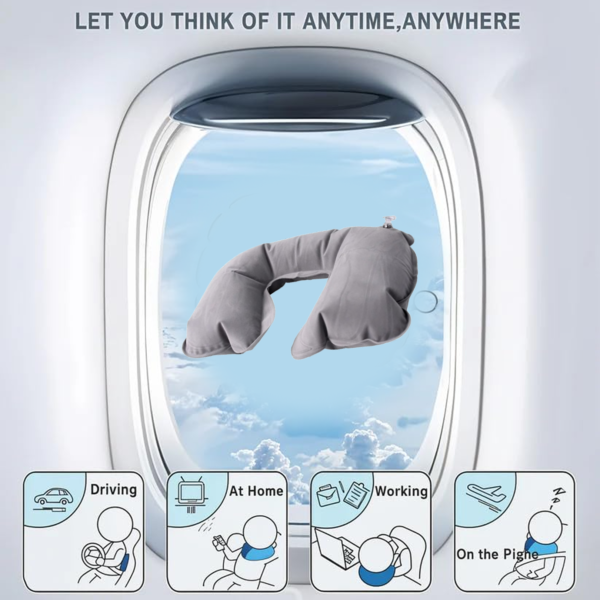 14707.png Inflatable & Foldable, Pillow U Shape Air Cushion Travel Pillow (1 Pc / Mix Color)