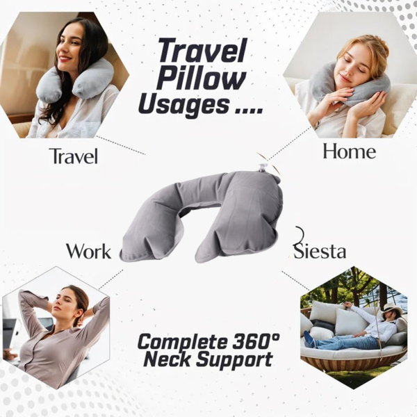 14708.png Inflatable & Foldable, Pillow U Shape Air Cushion Travel Pillow (1 Pc / Mix Color)