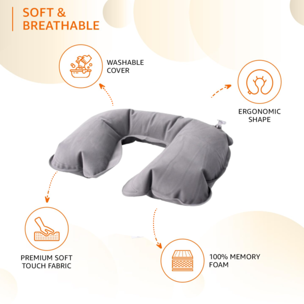 14709.png Inflatable & Foldable, Pillow U Shape Air Cushion Travel Pillow (1 Pc / Mix Color)