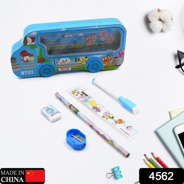 14fcef82-a832-48e0-a0ce-989f3047ed91_2160cae6-f1f8-48c6-b0fc-cf80a83bdb65.jpg Bus Shape Compass Box for Boys, Kids School Accessories | Pencil Box with Wheels for Girls and Kids, String Operated Case Students School Supplies - Stationery Set Organizer Birthday Return Gift for Kids