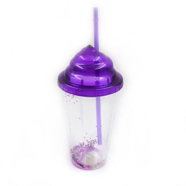 Creative Plastic Cold Drink Cup with Lid & Straw – Tumbler (Mix Color)