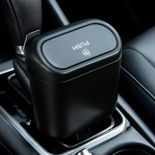 15194_bb_mini_car_trash_can_with_lid.jpg Plastic Mini Car Trash Can / Bin with Lid (1 Pc / With Brown Box)
