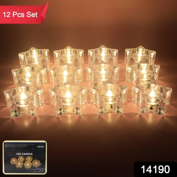 Set of 12 LED Crystal-Effect Flameless Smokeless Candles