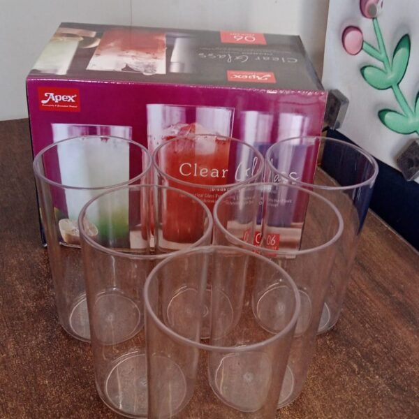 Apex Clear Plastic Tumbler / Glass Set – 6-Piece Unbreakable