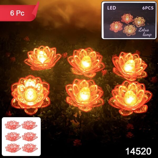 Set of 6 Lotus Shaped LED Flameless Decorative Candles