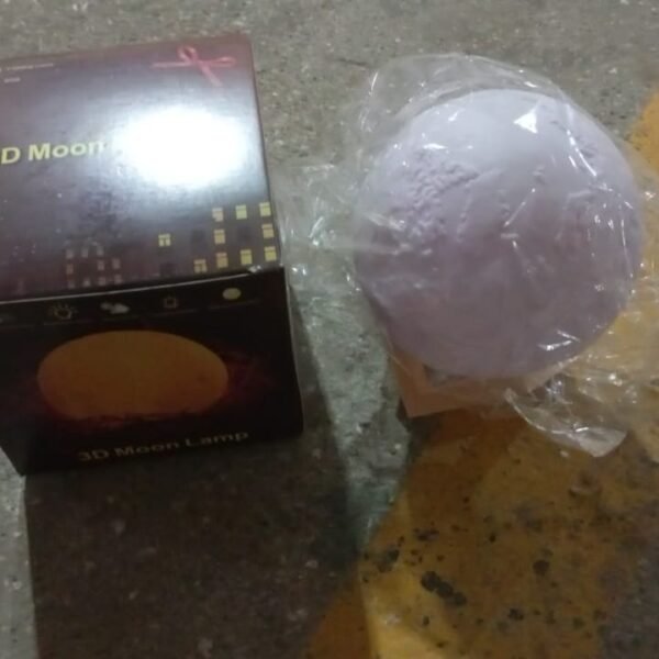 3D Moon Night Lamp with Stand (Color Box /  White & Yellow Light / 1 Pc)