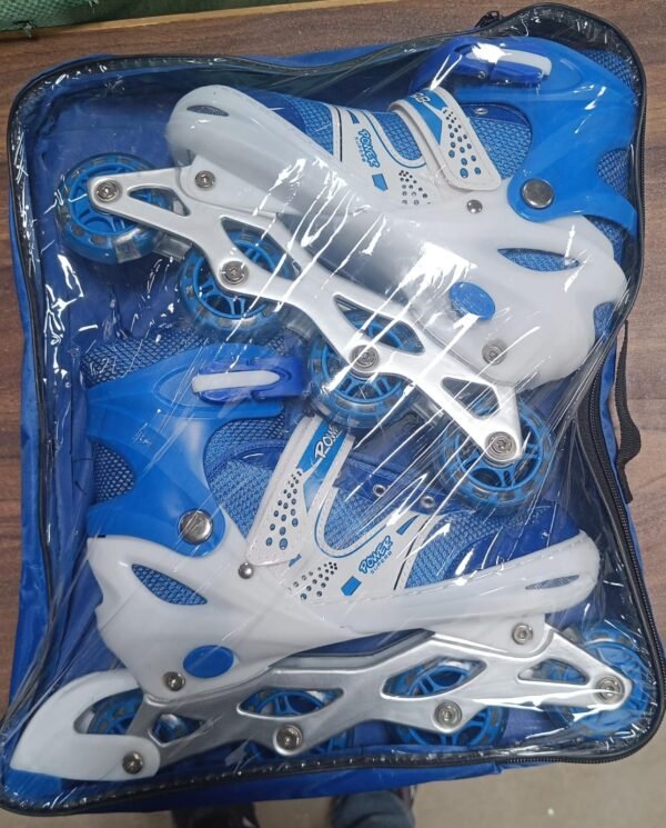 Inline Skates with LED Flashing Light Adjustable Length Premium Quality Skates Pair