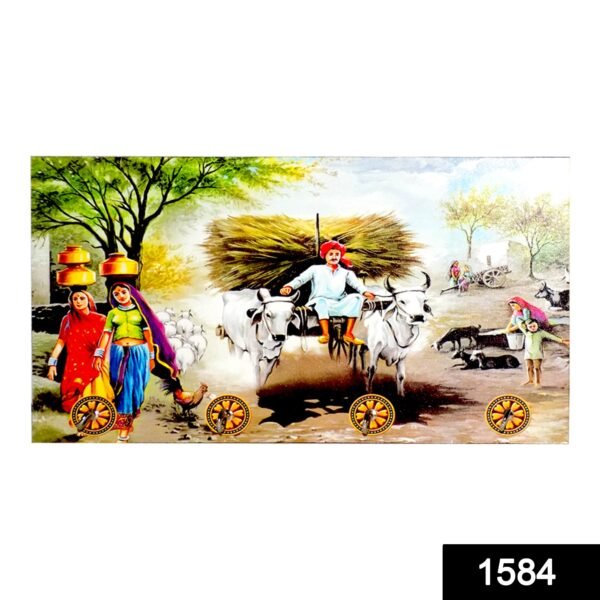 1584SKUCODE.jpg Decorative Wooden Landscape Art with Hooks for Wall Hanging