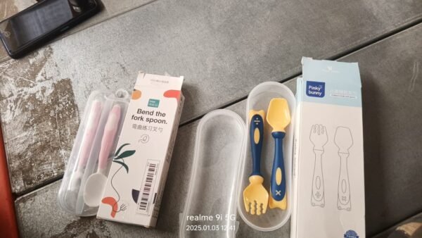 Silicone Bendable Kids Spoon & Fork Set – Toddler Self-Feeding Utensils (2 Pc Set)