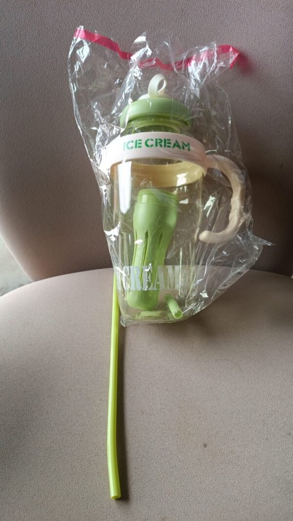 Approx 1300ML Large Capacity Cute Ice Cream Themed Water Bottle with Handle, Straw