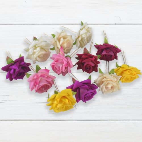 Colourful Flowing Flower Hair Pin (12 Pcs Set / Mix Color)