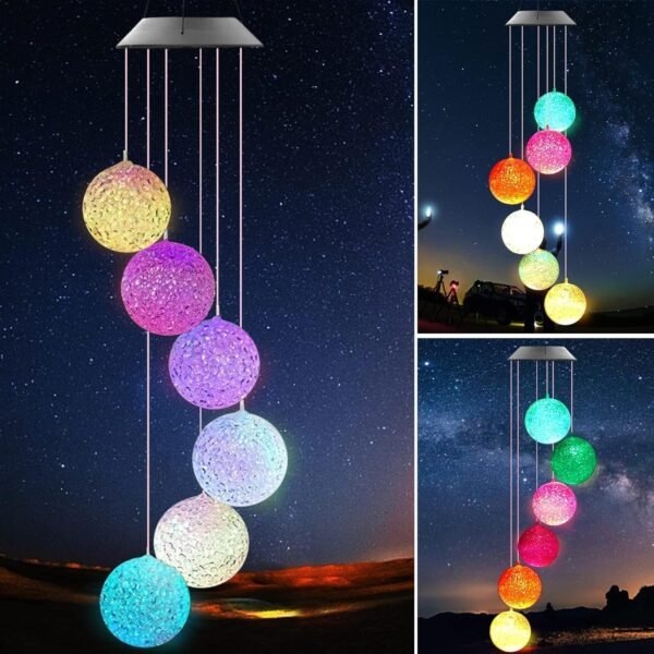 Solar Crystal Ball Color Changing LED Hanging Light for Patio Yard Garden