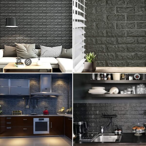 171502.jpg Wall 3D Ceiling Wallpaper Tiles Panel Vinyl Stickers Self-Adhesive for Home (Black)