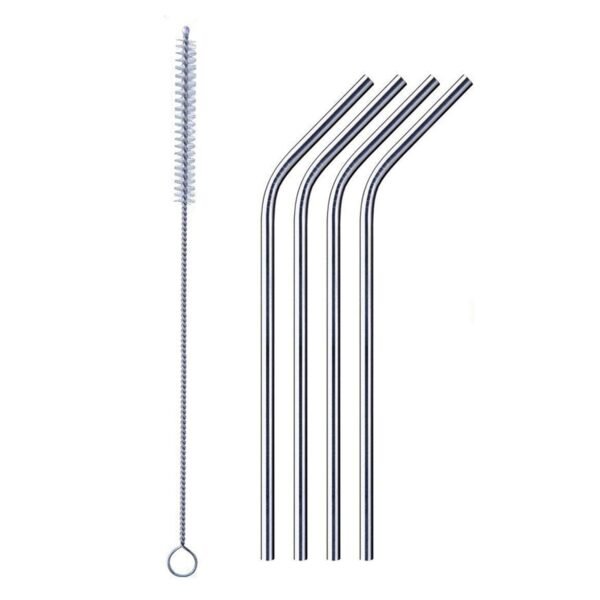 173302.jpg Reusable Stainless Steel Drinking Straws Bent (4 Bent Straws, 1 Brush)