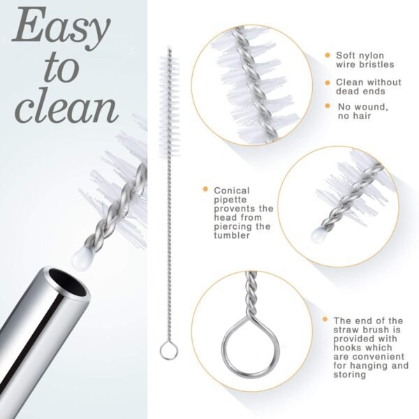 173306.jpg Reusable Stainless Steel Drinking Straws Bent (4 Bent Straws, 1 Brush)
