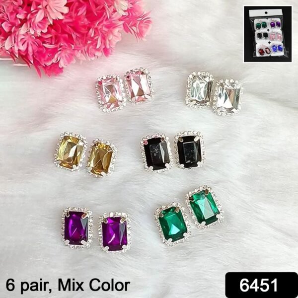 Diamond Jewellery Interchangeable Triangular Shaped (6 Pari / Mix Color & Design)