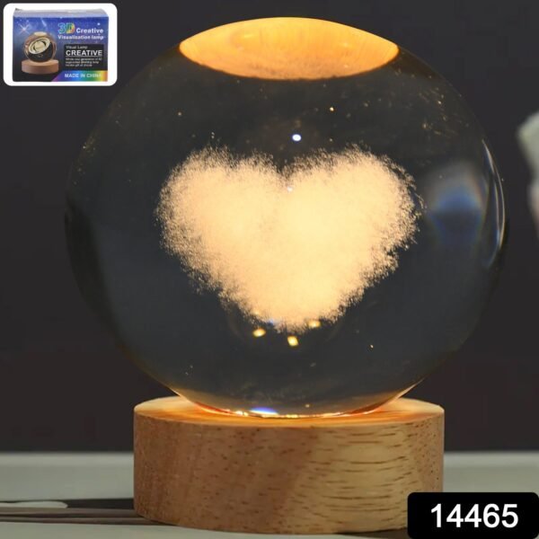 Heart 3D Crystal Ball lamps With Base (1 Pc)