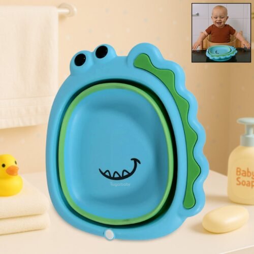 Frog Shape Foldable Baby Wash Basin – Space-Saving Face Washing Tub (33×31cm)