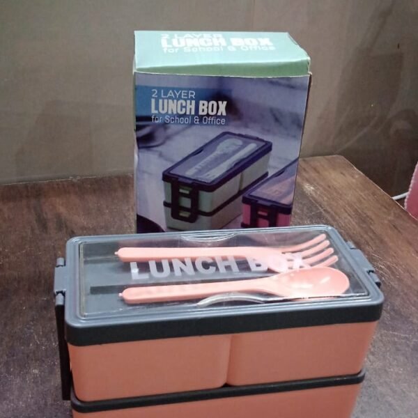 Plastic 2 Layer Leak Proof 3 Compartment Lunch Box for Office  (1 Pc)