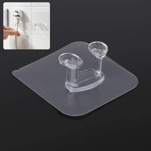 17777_tran_self_adehesive_hook_1pc.jpg Transparent Self-Adhesive Wall Hook Waterproof & Oil-Proof Strong Holder (1 Pc)