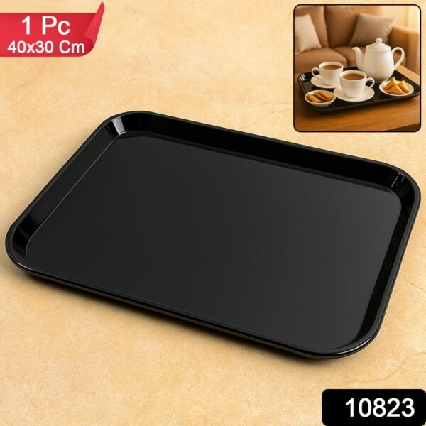 17Blacksquareplate.jpg Plastic Serving Tray / Plate – 40 × 30 cm (1 Pc / Black)