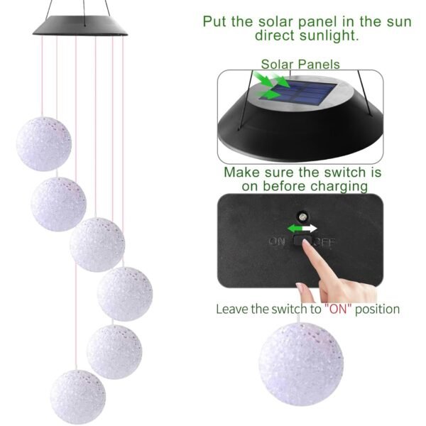 Solar Crystal Ball Color Changing LED Hanging Light for Patio Yard Garden