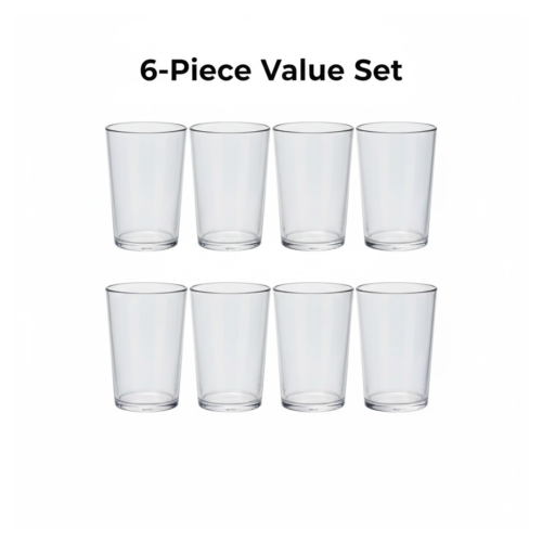 Apex Clear Plastic Tumbler / Glass Set – 6-Piece Unbreakable