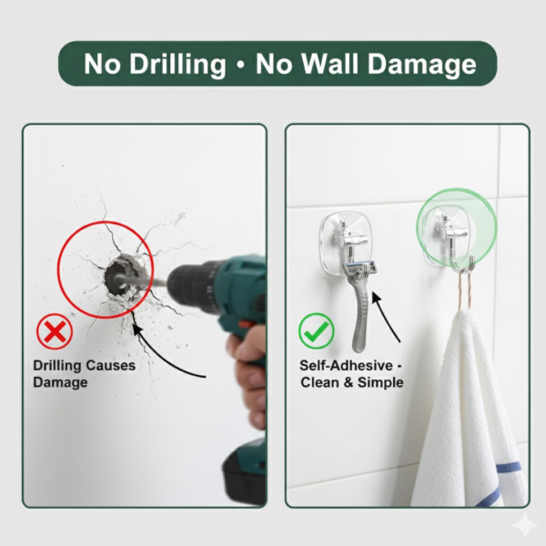 18208.png Large Plastic Self Adhesive Wall Hooks (2 Pc)