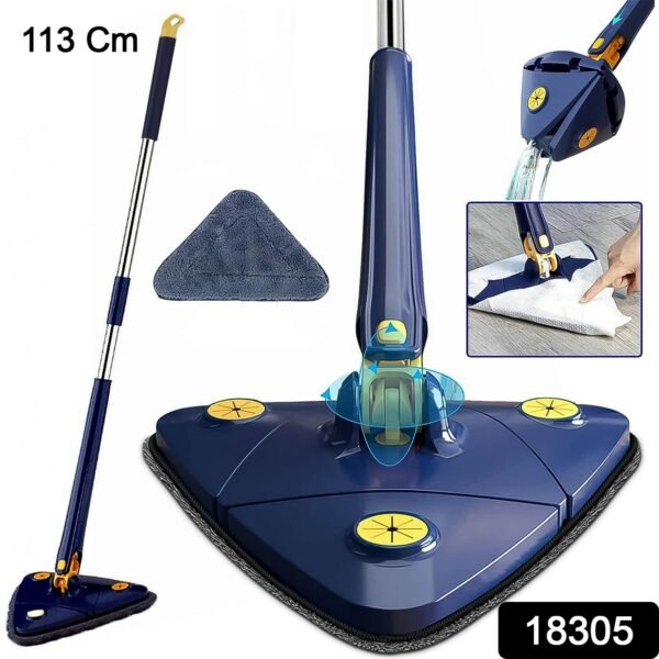 18305.jpg 360° Rotatable Mop Triangle Mop with Long Handle (1 Pc / 113 Cm)