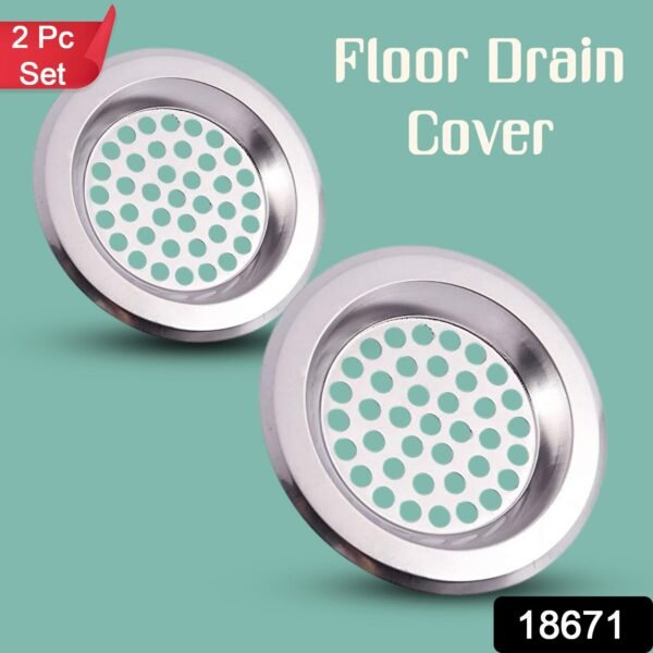 18671.jpg Bathroom Kitchen Stainless Steel Basin Sink Drain Strainer (2 Pc Set)