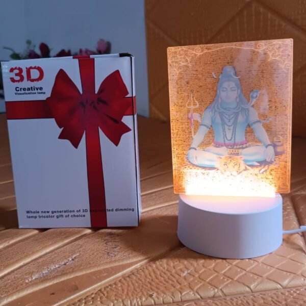 Beautiful 3D Lord Shiva Frame with Soft White Light (1 Pc)