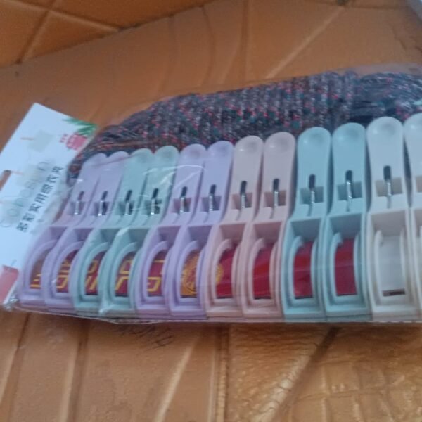 Cloth Drying Rope with Clips – Convenient and Durable Hanging Solution (12 Pc)