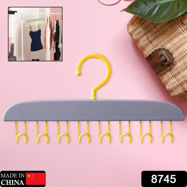 18e17054-acbd-4c53-9a6d-707ea8485e70.jpg Plastic Organizer Hanger with 8 Hooks Heavy Duty Clothing Tank Top Belt Towel (1 pc)