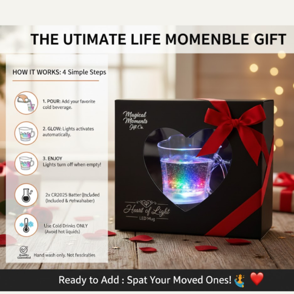 Heart Shape Activated Blinking Led Glass Cup