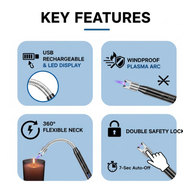 19097.png Long Flexible USB Rechargeable Electric Arc Lighter – Windproof, Flameless Plasma