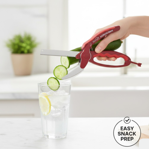 19134.png 2-in-1 Kitchen Scissor – Spring Locking Knife & Chopping Board (1 Pc)