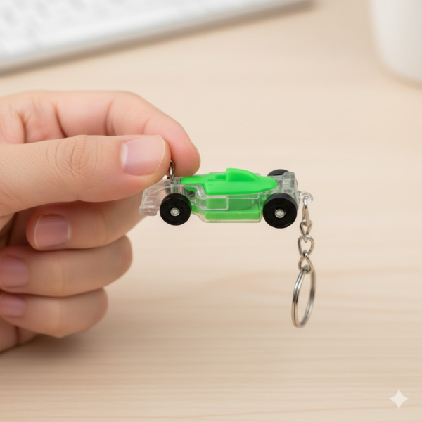 Cars Shape Keychain with On / Off Button LED Flashing Light (1 Pc)