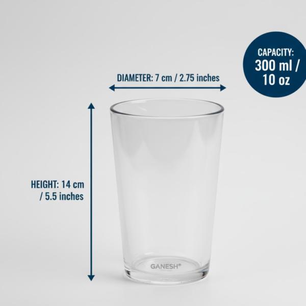 Ganesh Classic Plastic Glass Set of-6 (Each Glass 350ml)