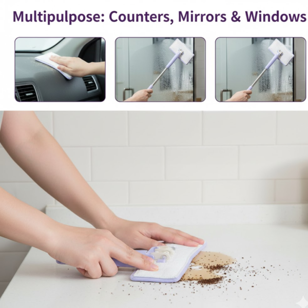 Automatic Cloth Changing Mini Mop with Push Pull Cloth Changing Handle (1 Pc)