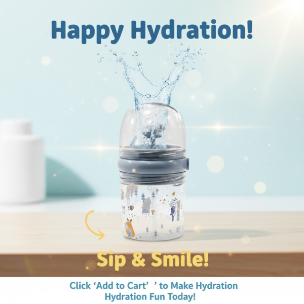 Whale Spray Sippy Cup (1 Pc): Straw, Lid, Spill-Proof, Fun Water Play