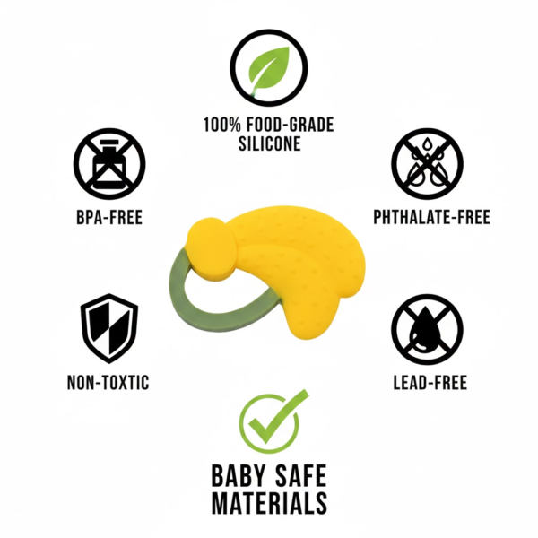 Baby Silicone Teether (1 Pc): Food Grade, Non-Toxic, Teething Relief (3 Months+)