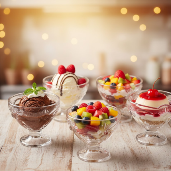 Glass Ice-Cream Cup Set, Home & Kitchen Serving or Dessert Cup (6 Pcs Set)