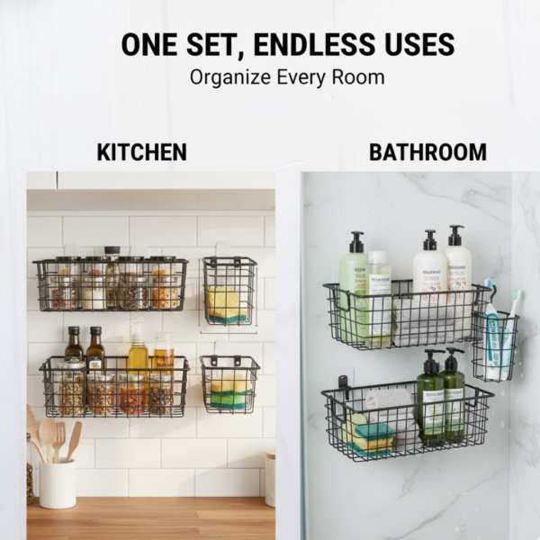 19279.png Metal Shower Basket / Canddy, for Bathroom Organiser (5 Pc Combo)