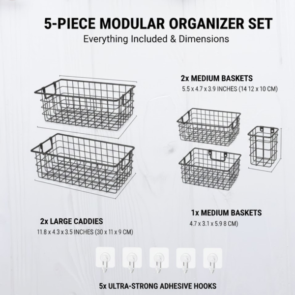 19283.png Metal Shower Basket / Canddy, for Bathroom Organiser (5 Pc Combo)