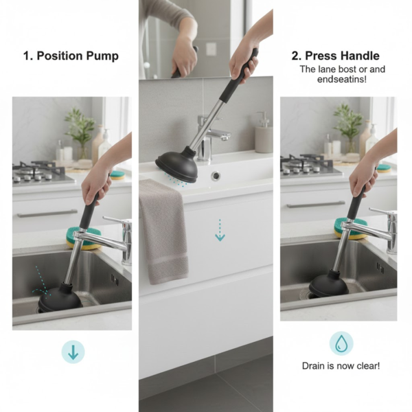 Drain Unblocker Pump for Kitchen, Sink & Toilet Cleaning
